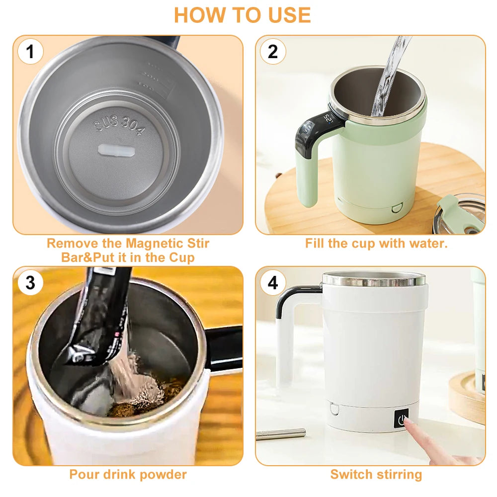 380ML Automatic Stirring Cup Rechargeable Electric Self Mixing Coffee Mug Portable Tea Milk Drinking Cup Rotating Magnetic Tools