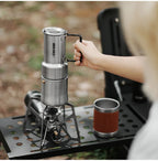 MHW-3BOMBER Moka Pot 350ml Stainless Steel Coffee Maker Integrated Pot-cup Foldable Handle Espresso Pot for Camping Coffee Tool
