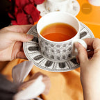 European Ceramic Coffee Cup and Saucer Set Office Afternoon Camellia Flower Tea Cup Creative Face Latte Coffee Mug Home Milk Mug