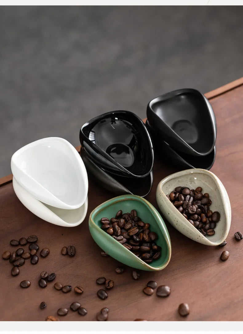 Coffee Beans Dosing Cup Trays Pottery Tea Separator Vessel Ceramic Measure Ware Espresso Bean Scoop Shovel Coffee Accessories ﻿