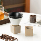Coarse Pottery Coffee Mug with Base Creative Triangular Cone Shape Mug Personalized Small Espresso Cups for Bar 200ml