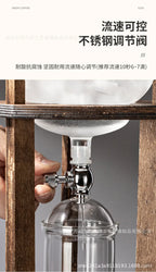 Home European American ice drip coffee pot Cold brew pot Wooden hand brew coffee set Ice brew coffee pot drip type