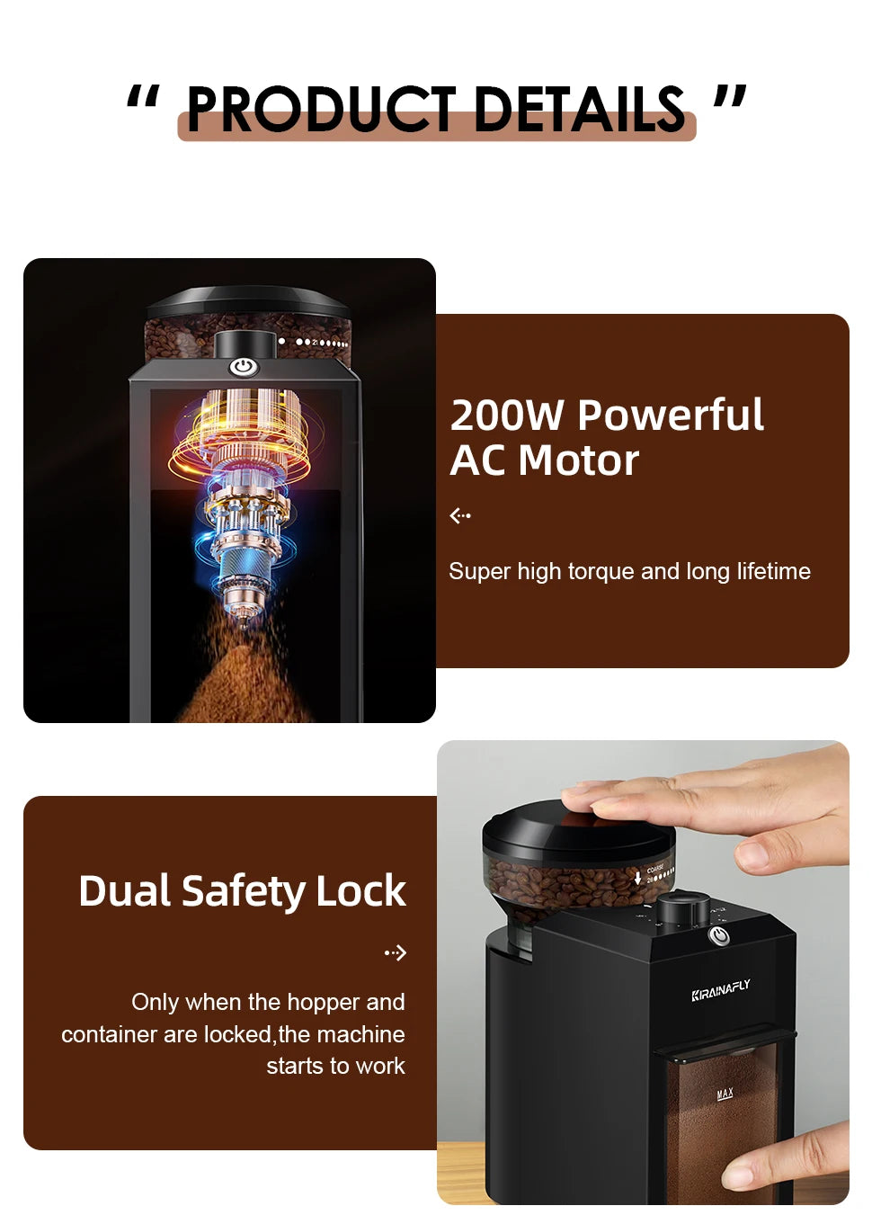 Electric Burr Mill Coffee Grinder Automatic Coffee Bean Grinding With 28 Grind Settings For Espresso French Press Drip 2-12 Cup