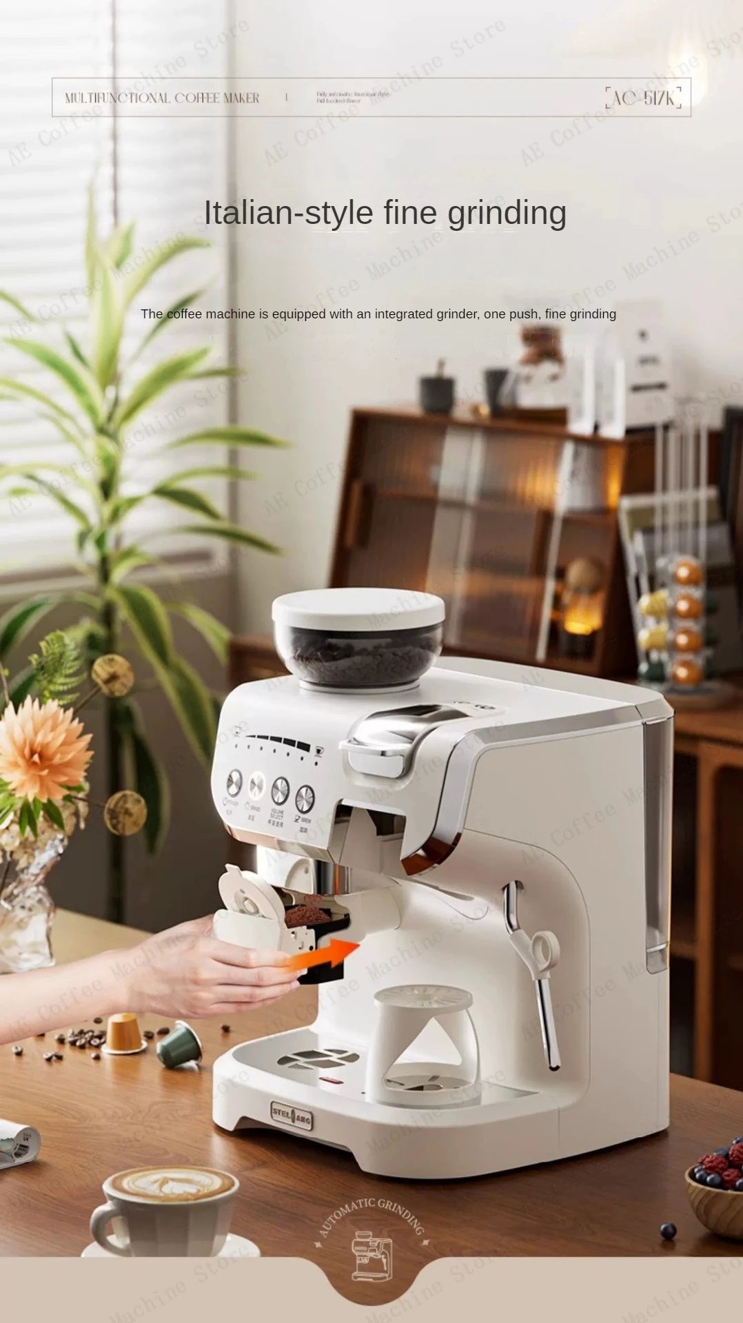 Multifunctional Coffee Machine That Can Use Capsules Grinding Integrated Espresso Machine Semi-automatic Home Coffee Machine