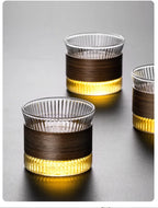 Gianxi Glass Coffee Mug Japanese Style  Walnut Cup SleeveTransparent Kawaii Cup Coffeeware Beautiful Tea Mugs Beer Mug Cute Mug