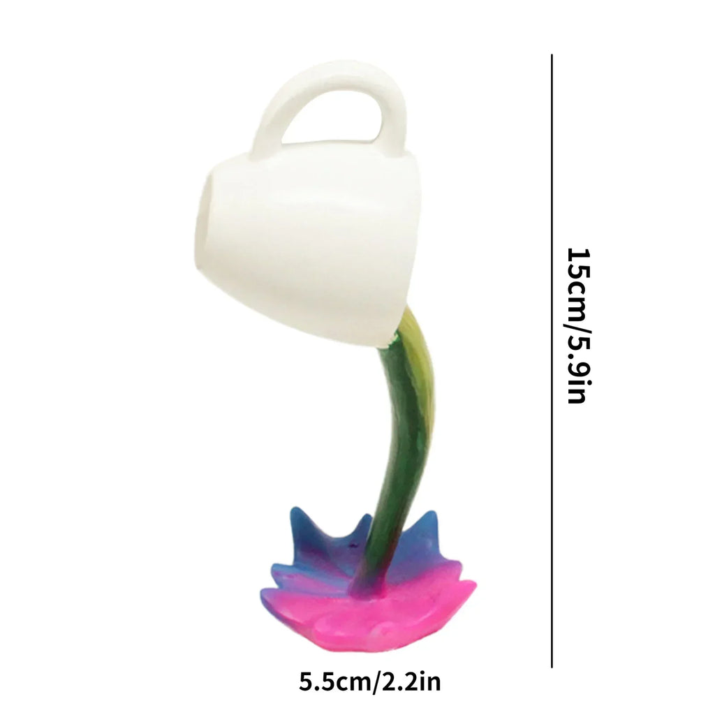 Floating Coffee Mug Art Sculpture Office Home Kitchen Decor Statue Craft Spill Magic Pour Liquid Splash Resin Statue Coffee Mug