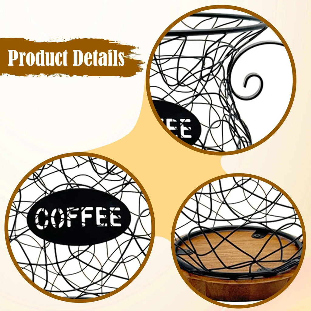 Coffee Pod Holder Metal Mug Shaped Large Capacity Coffee Capsule Holder for Kitchen Countertop Bar Accessories Home Desktop