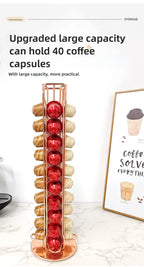 Coffee Capsule Rack 40 Capsules Nespresso Coffee Holder 360 Degrees Rotatable Display Storage Shelf Coffee Accessories