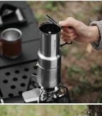 MHW-3BOMBER Moka Pot 350ml Stainless Steel Coffee Maker Integrated Pot-cup Foldable Handle Espresso Pot for Camping Coffee Tool