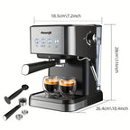 Aeomjk Semi-Automatic Espresso Machine 20 Bar, Professional Coffee Machine Cappuccino Latte Machine with Steam Milk Frother, Espresso Machine with 1.5L Detachable Water Tank