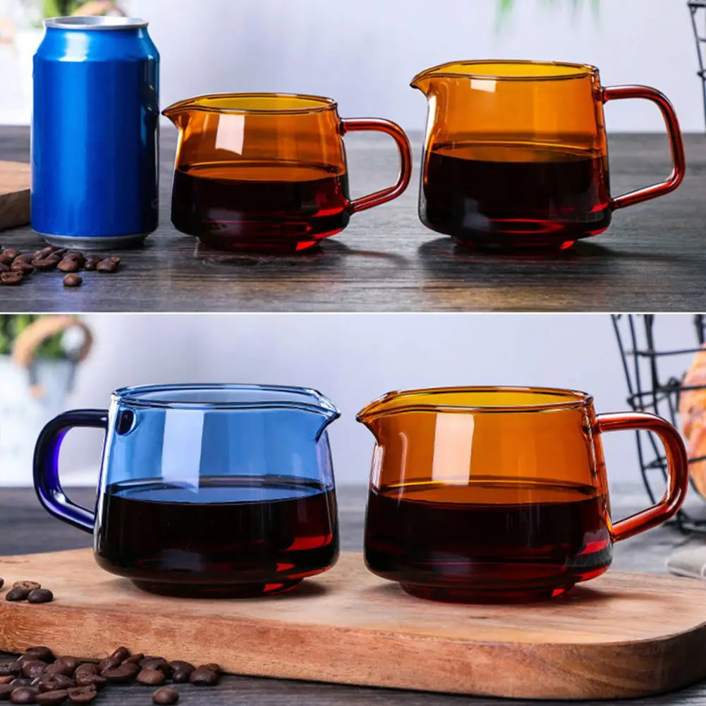 300/550ml Colour Clear Glass Cup Heat-resistant Pour Over Glass Range Coffee Server Carafe Drip Coffee Pot Milk Jug Tea Kettle