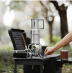 MHW-3BOMBER Moka Pot 350ml Stainless Steel Coffee Maker Integrated Pot-cup Foldable Handle Espresso Pot for Camping Coffee Tool