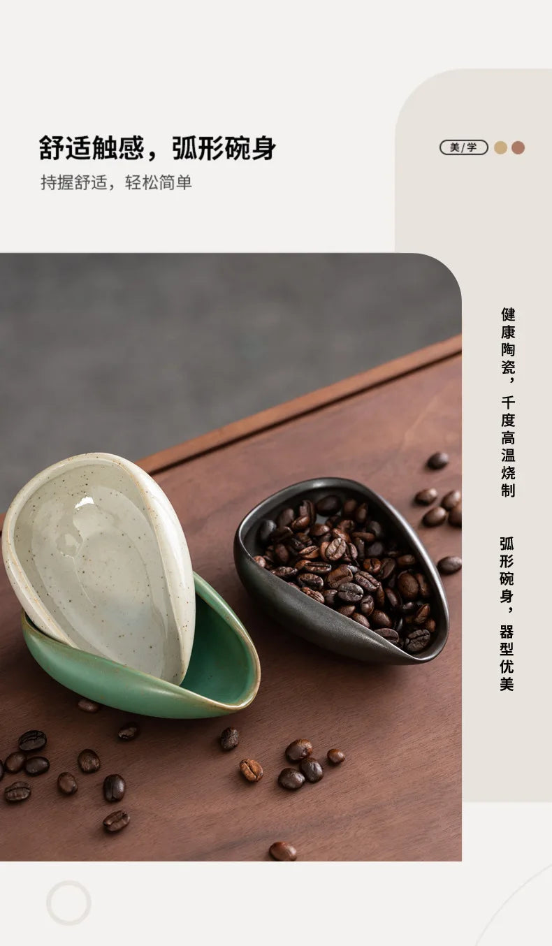 Coffee Beans Dosing Cup Trays Pottery Tea Separator Vessel Ceramic Measure Ware Espresso Bean Scoop Shovel Coffee Accessories ﻿