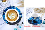 Van Gogh Coffee Cup Set Luxury Ceramics Coffee Mug And Plate Set Oil Painting ESPRESSO Demitasse Glass Cappuccino Tasting Teacup