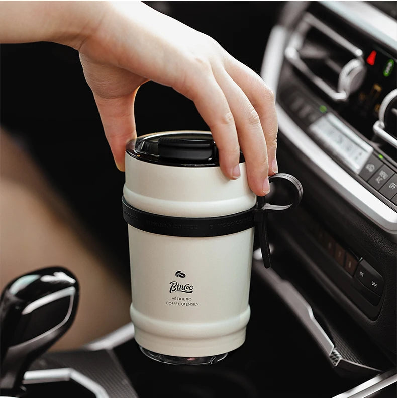 BINCOO Ceramic lined coffee cup, practical insulated cup, portable portable portable water cup, men's and women's 316 stainless
