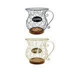 Coffee Pod Holder Metal Mug Shaped Large Capacity Coffee Capsule Holder for Kitchen Countertop Bar Accessories Home Desktop