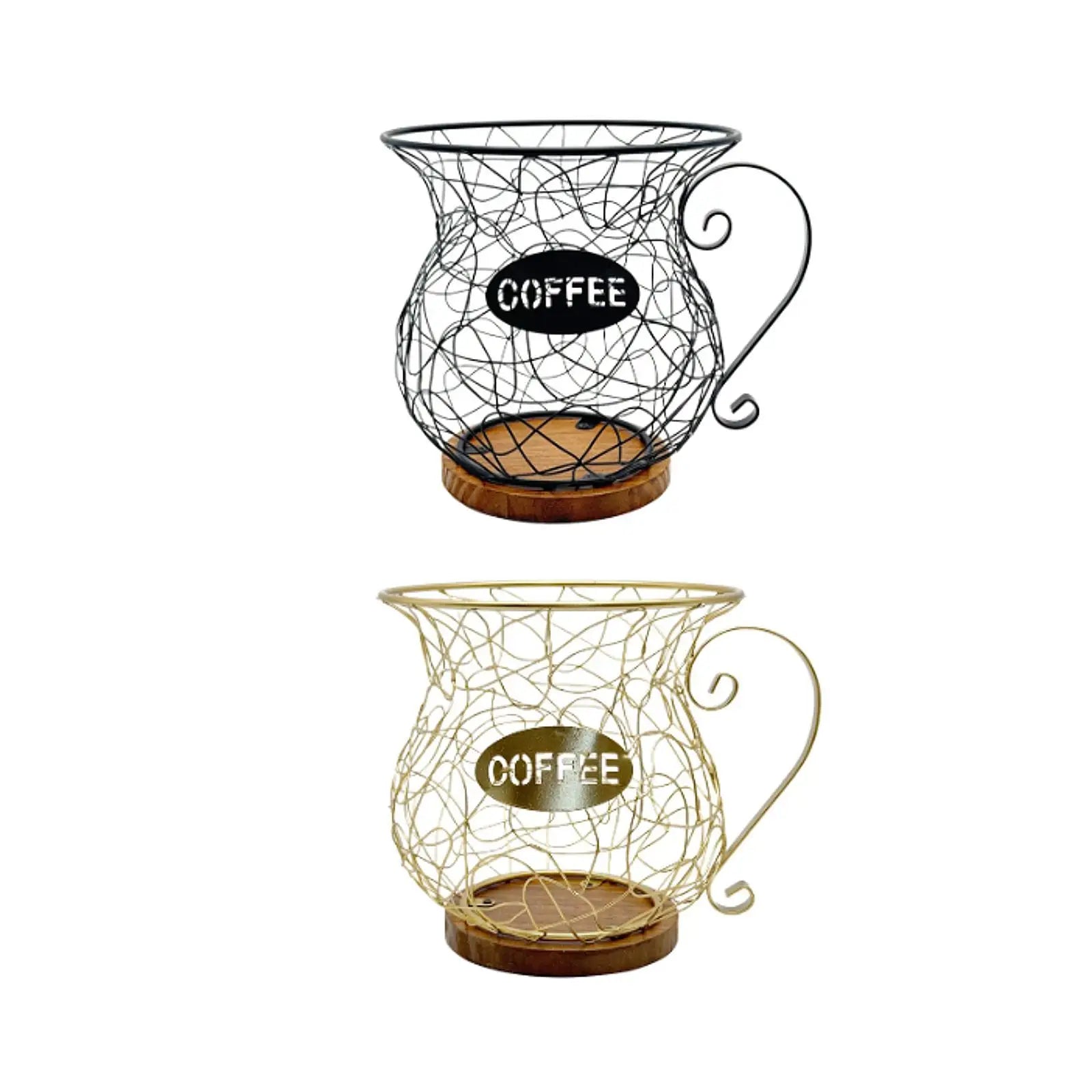 Coffee Pod Holder Metal Mug Shaped Large Capacity Coffee Capsule Holder for Kitchen Countertop Bar Accessories Home Desktop