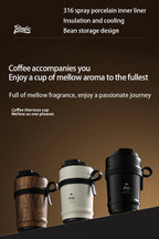 BINCOO Ceramic lined coffee cup, practical insulated cup, portable portable portable water cup, men's and women's 316 stainless