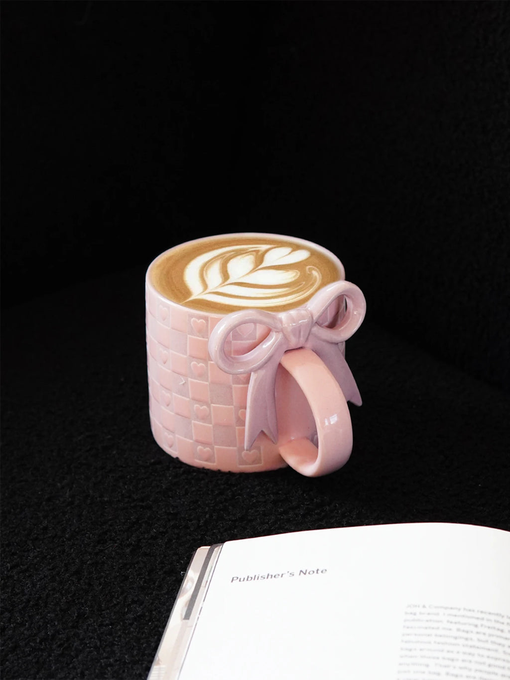 1Pc Bow Handle Heart Ceramic Mug, Creative Bow Handle Design Checkerboard Pattern Mug Coffee Cup, Suitable for Home Decoration, Daily Drinking Water, Breakfast Milk, Afternoon Tea Coffee, Coffee Shop Latte Flower Cup, Exquisi