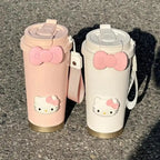 Hello Kitty Insulated Tumbler with Straw Large Capacity Leak Proof Travel Coffee Cup Cute Cartoon Thermos for School Gym Car