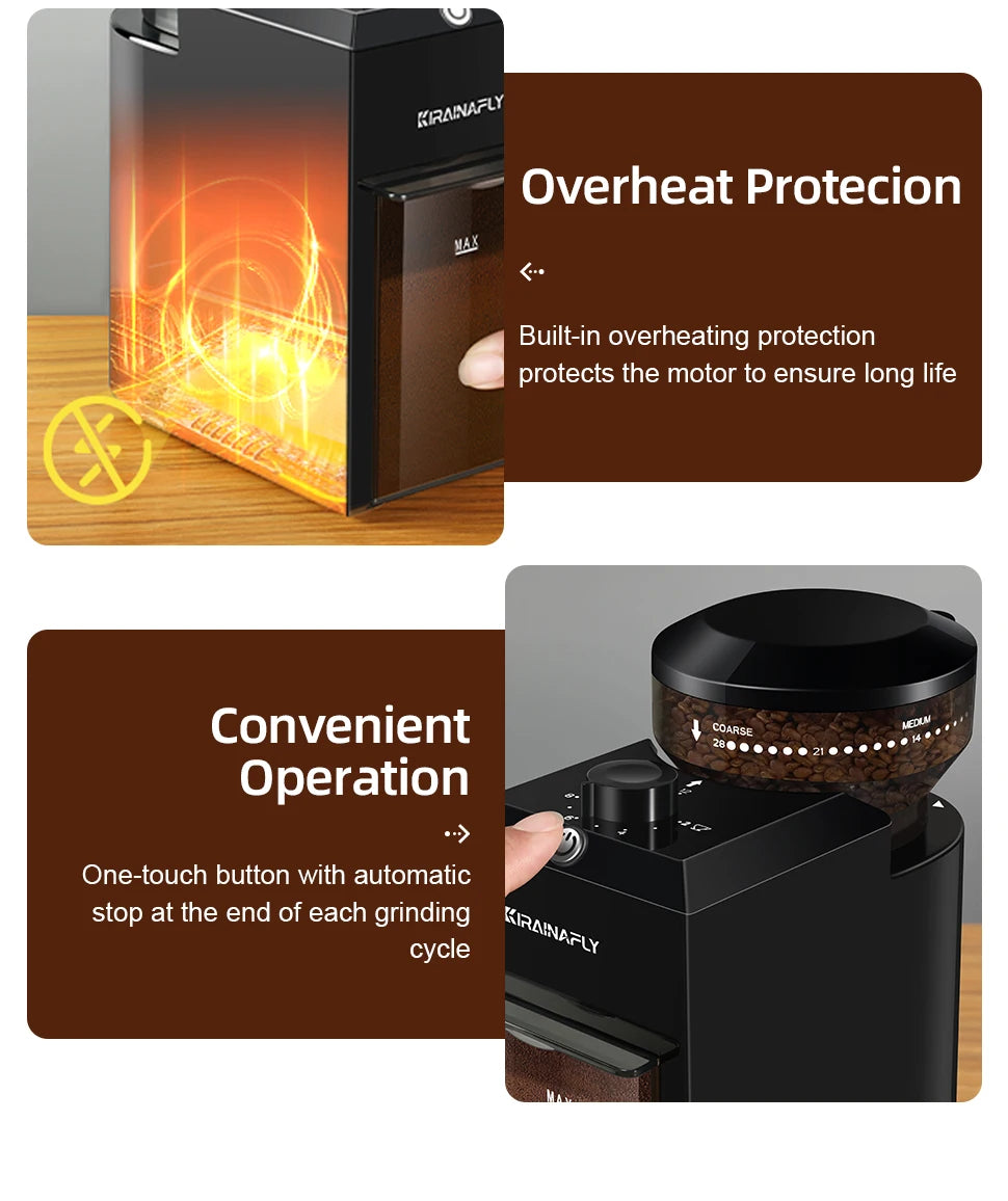 Electric Burr Mill Coffee Grinder Automatic Coffee Bean Grinding With 28 Grind Settings For Espresso French Press Drip 2-12 Cup