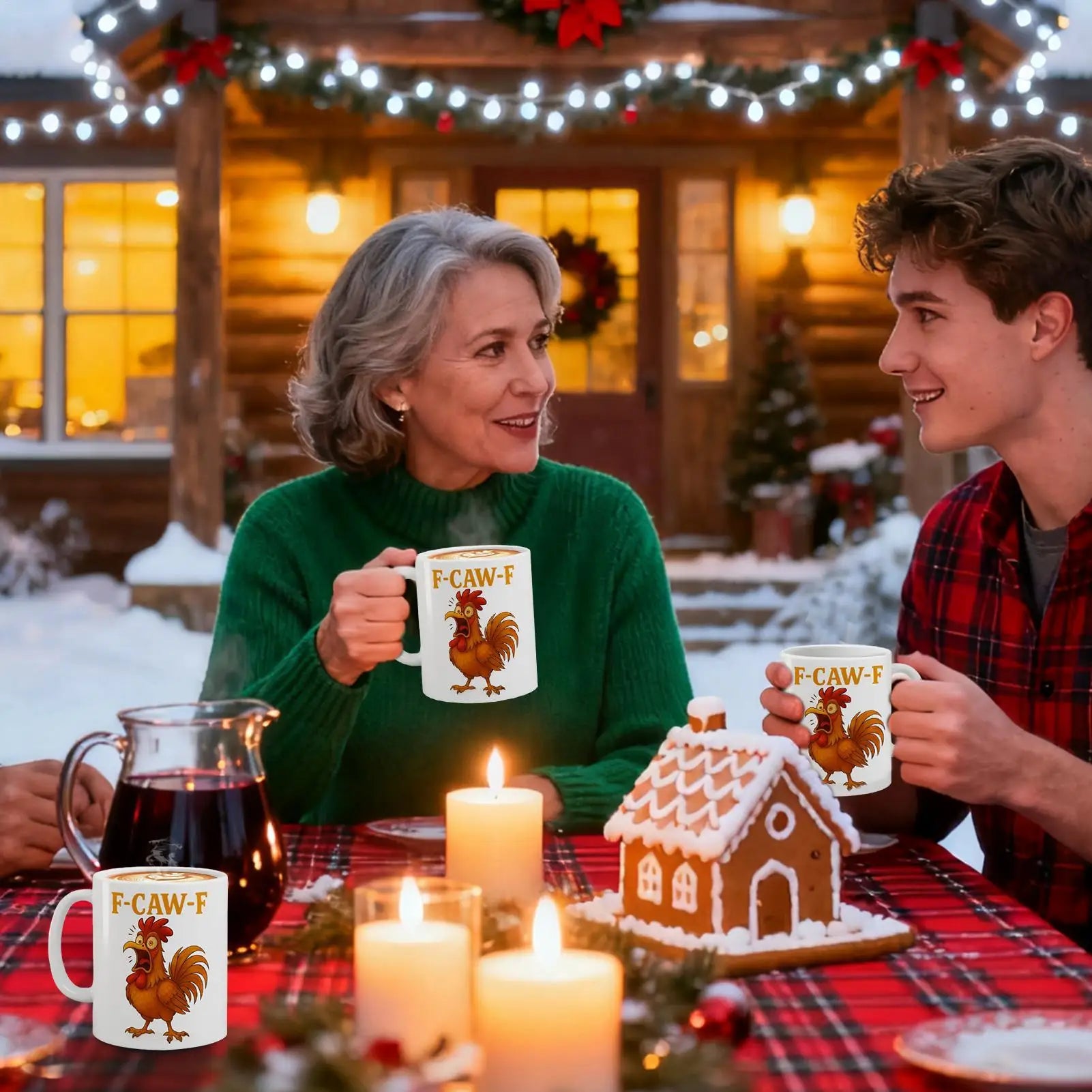 Coffee Mug Ceramic F-CAW-F Drinkware 11oz Poultry Rooster Coffee Cup for Milk Juice Soda Beer Wine Kitchen Office Travel Picnic
