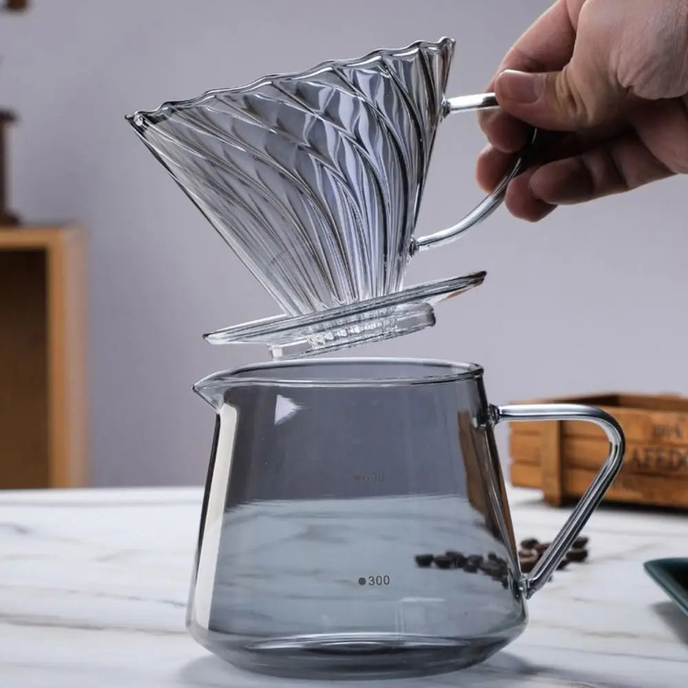 Coffee Server Glass Coffee Maker Set 60 Degree Clear Coffee Carafe Coffee Accessories Simple V-shape Funnel Barista