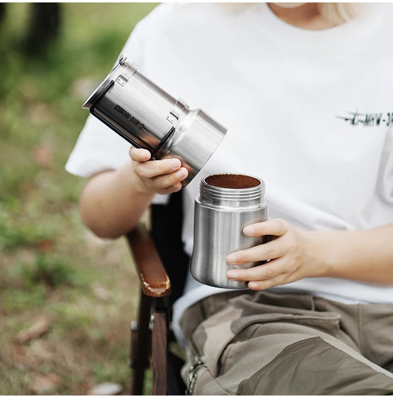 MHW-3BOMBER Moka Pot 350ml Stainless Steel Coffee Maker Integrated Pot-cup Foldable Handle Espresso Pot for Camping Coffee Tool