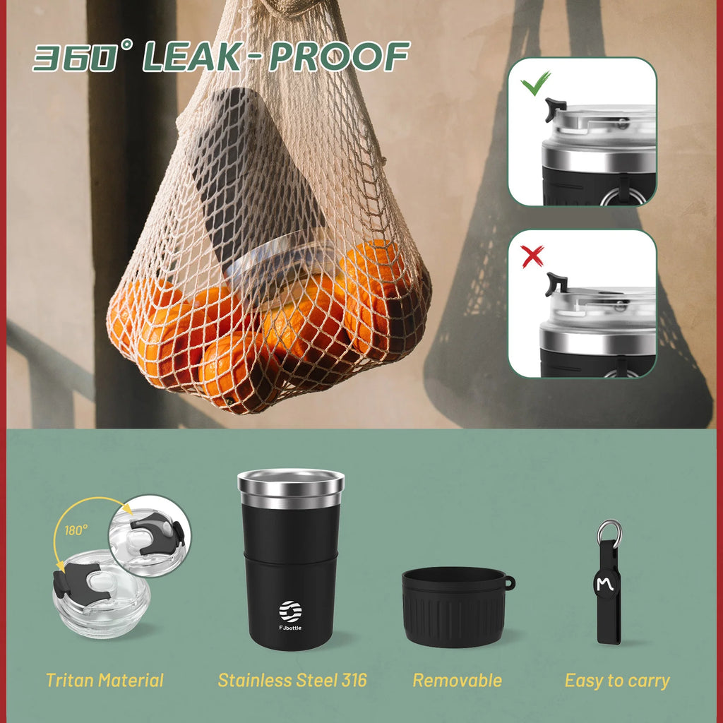 FEIJIAN-Stainless Steel Coffee Cup, Car Thermos Mug for Tea, Leak_Proof, Travel Thermo Cup, Gift Cup , 400ml