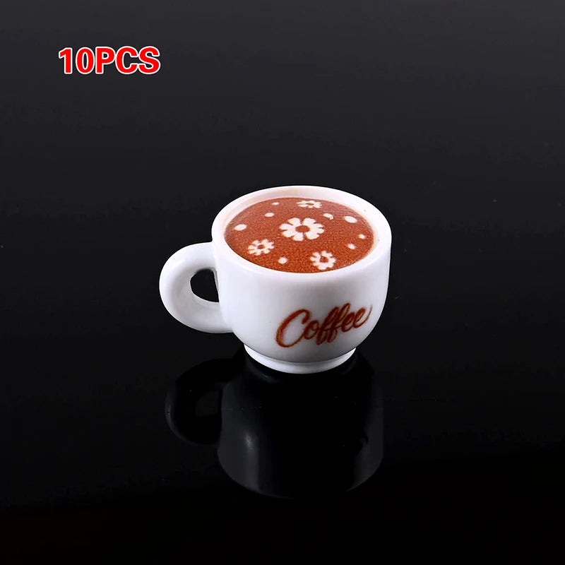 DIY Accessories for Miniature Dollhouse: 10pcs Kawaii Simulation Coffee Cup Set