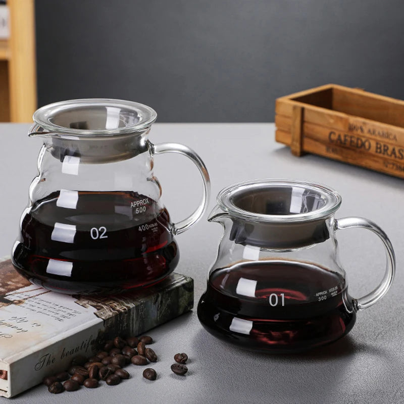 Coffee Carafe 300/500/700ml Coffee Clear Glass Kettle Sharing Pot with Lids Coffee Espresso Maker Accessories
