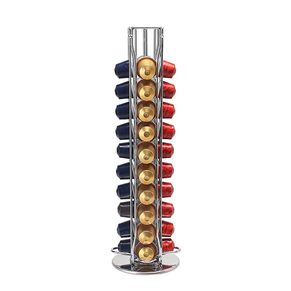 Coffee Capsule Rack 40 Capsules Nespresso Coffee Holder 360 Degrees Rotatable Display Storage Shelf Coffee Accessories