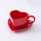 Set High-End Love Heart Coffee Cup Valentine's Day Gift Controlled Quantity Fat Reduction Cup Red Ceramic Cup