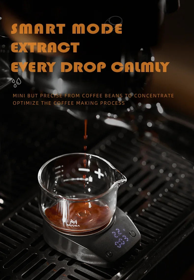 MUVNA-Mini Escala Espresso Eletrônico Exact 0.1g, Alta Precisão,Pesando LED, Balança de Café Portátil, Pó Recebendo Cup, 0.1g