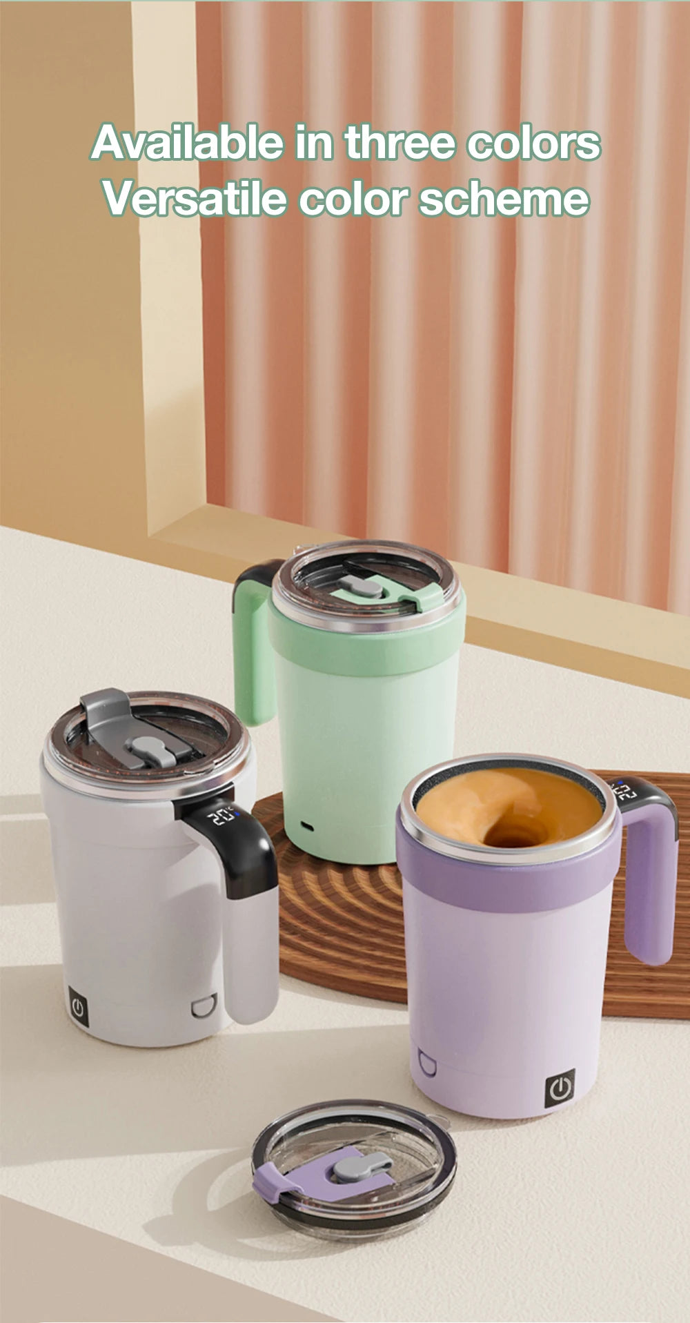 380ML Automatic Stirring Cup Rechargeable Electric Self Mixing Coffee Mug Portable Tea Milk Drinking Cup Rotating Magnetic Tools