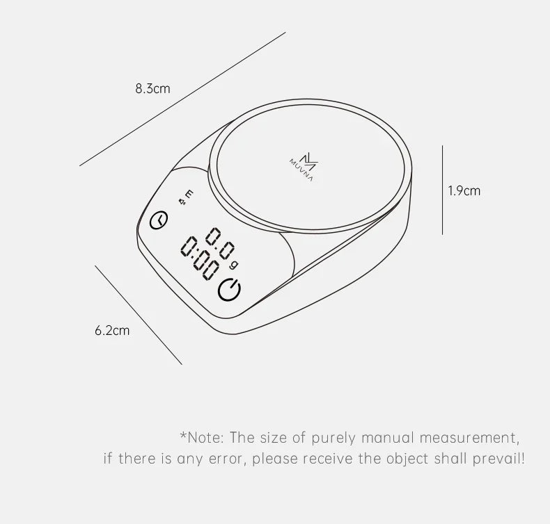 MUVNA-Mini Escala Espresso Eletrônico Exact 0.1g, Alta Precisão,Pesando LED, Balança de Café Portátil, Pó Recebendo Cup, 0.1g
