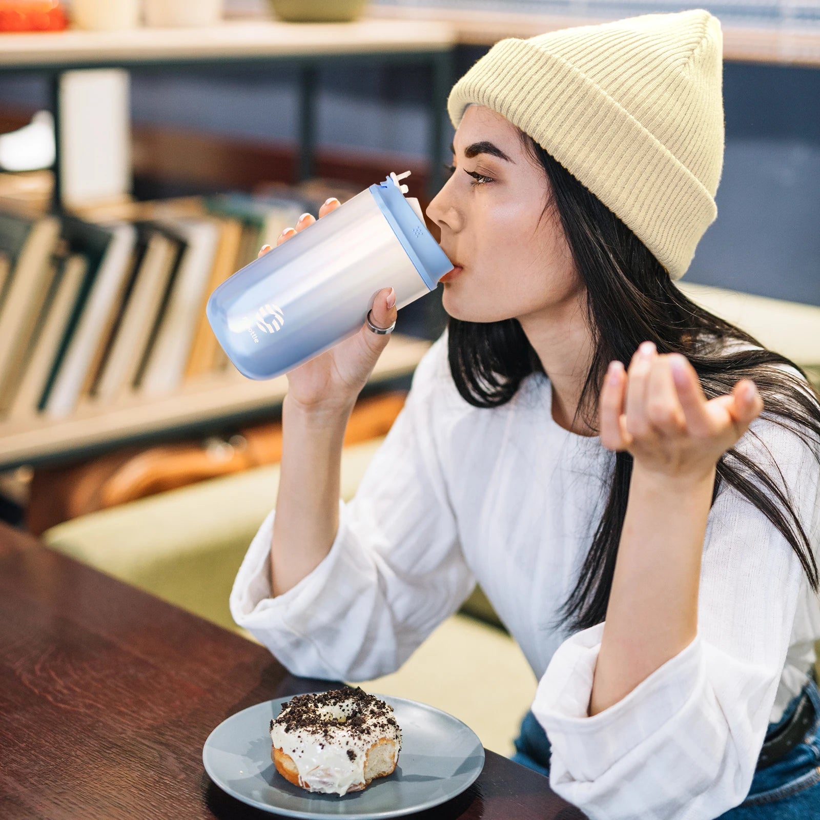 FEIJIAN-Stainless Steel Travel Thermal Mug, Leak-Proof Thermos Bottle, Tea Cup, Vacuum Flask, Insulated Cups with Straw