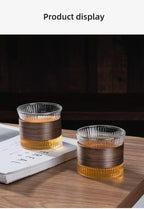 Gianxi Glass Coffee Mug Japanese Style  Walnut Cup SleeveTransparent Kawaii Cup Coffeeware Beautiful Tea Mugs Beer Mug Cute Mug