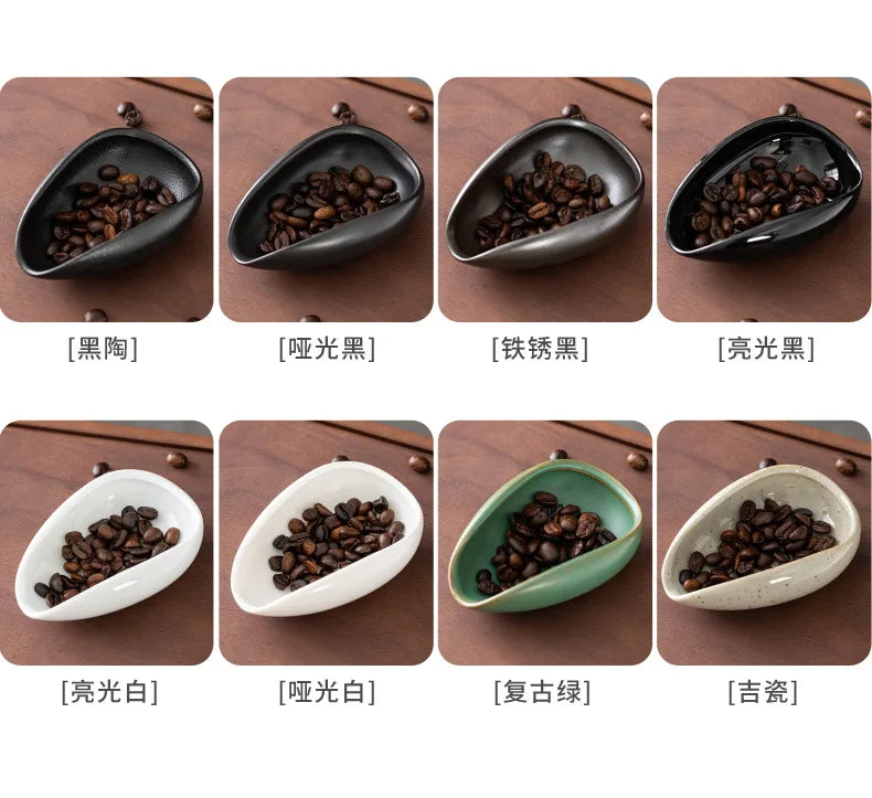 Coffee Beans Dosing Cup Trays Pottery Tea Separator Vessel Ceramic Measure Ware Espresso Bean Scoop Shovel Coffee Accessories ﻿