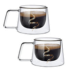 200ml Double Wall Glass Coffee Mug French Creative Mug Heat-resistant Espresso Cup Thermo Insulated Cup Tea Water Drinkware Set