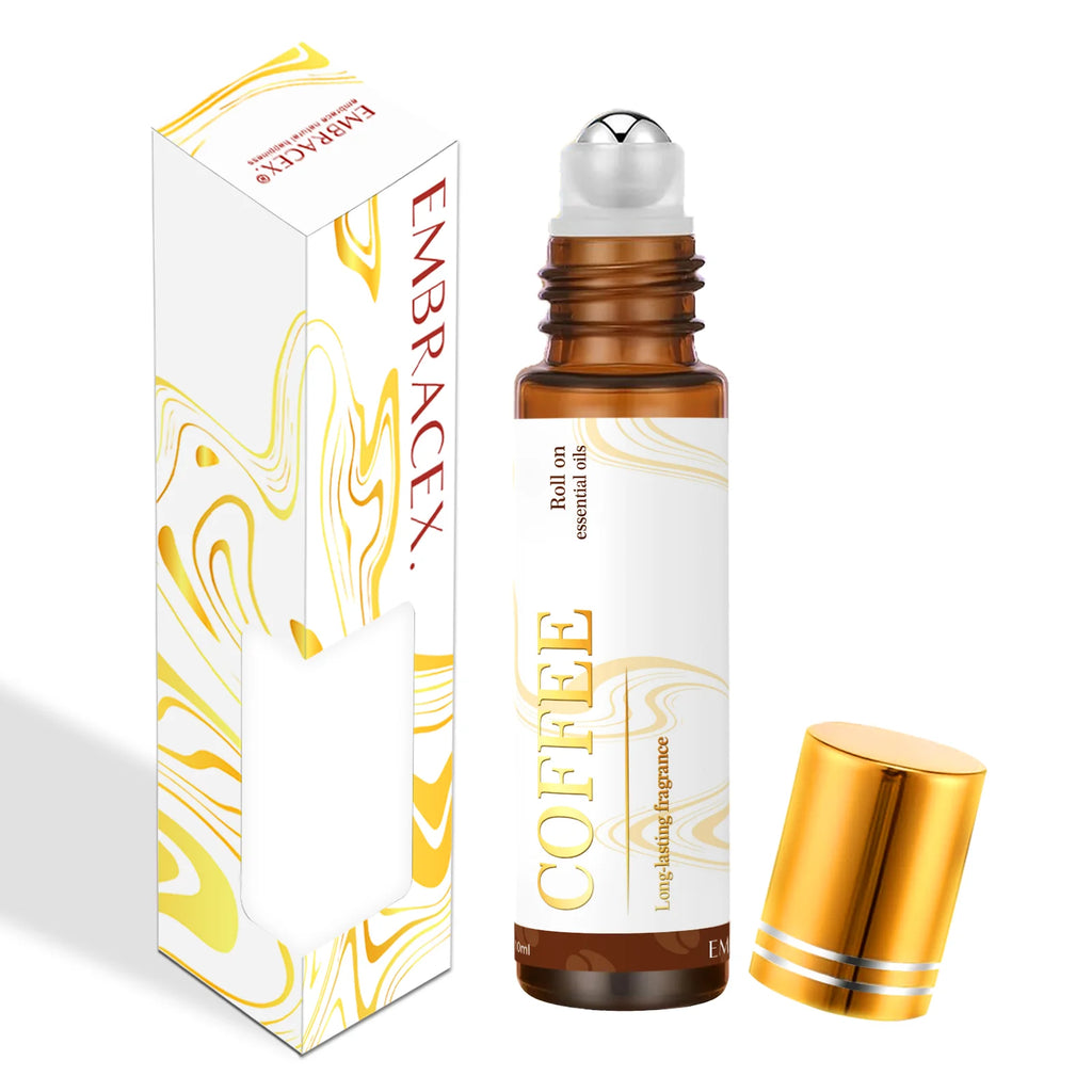 Coffee Essential Oil Roll-On, 10ml - Energizing Aromatherapy for Focus & Alertness - Rich Roast Scent, Travel-Size Gifts