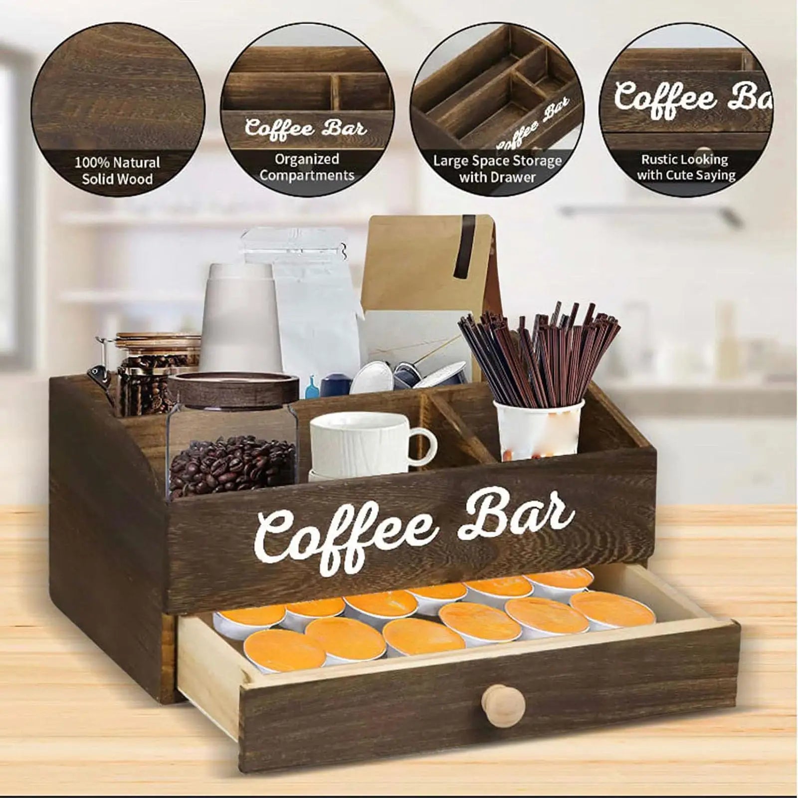 Coffee Station Organizer Dispenser Practical Home Office Large Capacity Coffee Pod Storage for Breakroom Cafe Office Home Party